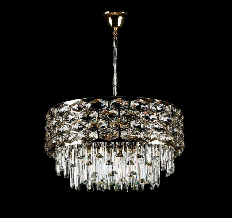 Люстра кришталева Splendid Ray L8530/400/8 (GD), 8 ламп, Е14, золото та білий, висота 40-75 см, сучасний стиль для дому