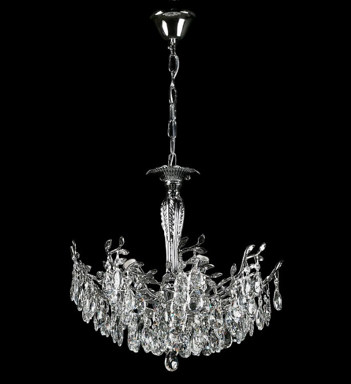 Люстра кришталева Splendid Ray L2474/6A, 6 ламп, E14, хром, білий, сучасний стиль, регульована висота 55-85 см