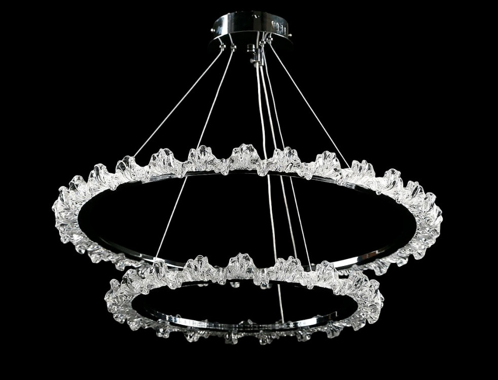 Люстра стельова LED Splendid Ray L115/600+400/2, хром/білий, 2 лампи, регульована висота, сучасний стиль для дому Люстра стельова LED Splendid Ray L115/600+400/2, хром/білий, 2 лампи, регульована висота, сучасний стиль для дому