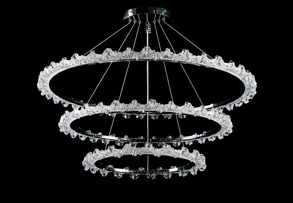 Люстра стельова LED Splendid Ray L115/800+600+400/3, хром, білий, регульована висота, 80 см, сучасний стиль Люстра стельова LED Splendid Ray L115/800+600+400/3, хром, білий, регульована висота, 80 см, сучасний стиль