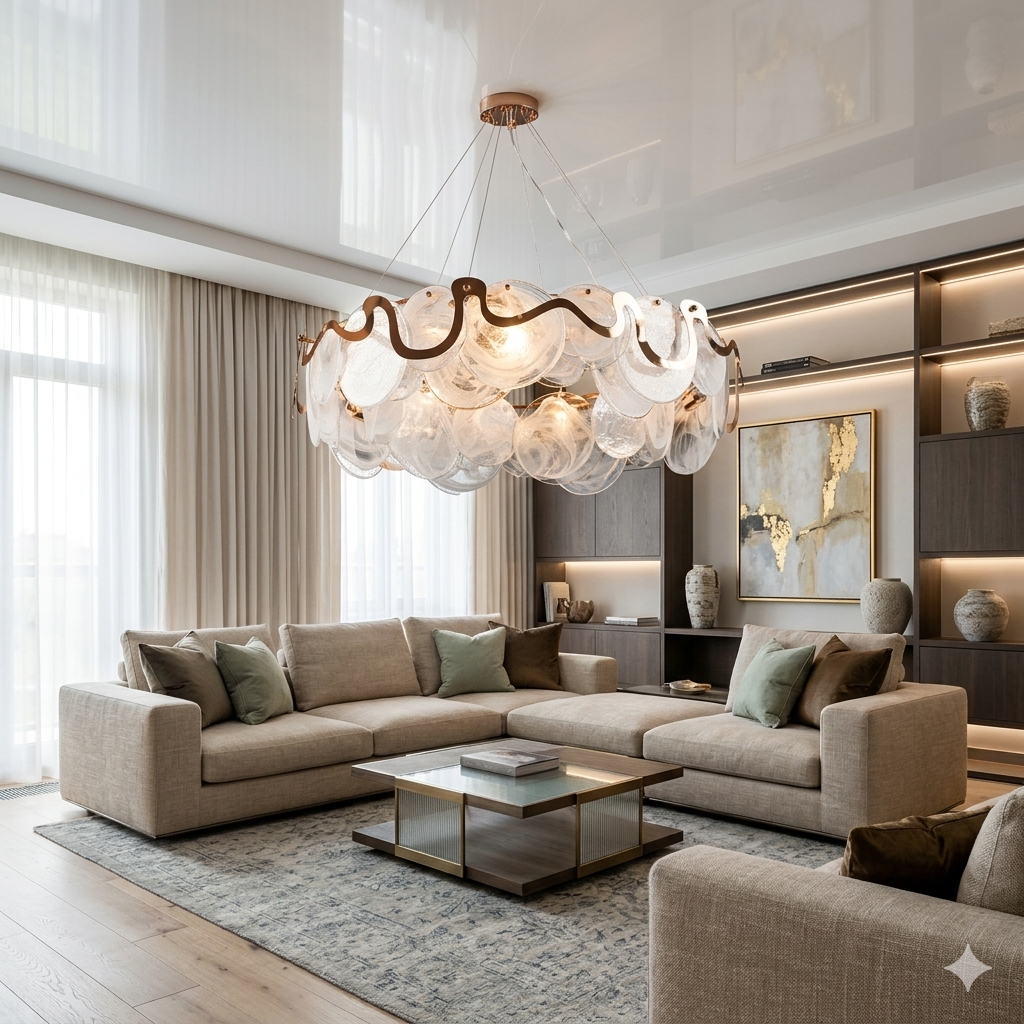 Люстра з димчастим склом Splendid Ray LK1018/800/12 GD золото біла 85 см на 12 ламп E14
