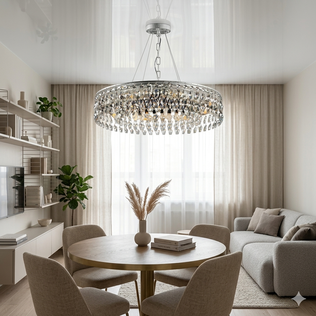 Кришталева люстра Splendid Ray L88106/800/10 (WT+SL) біла зі сріблом 10 ламп E14 діаметр 80 см регульована висота
