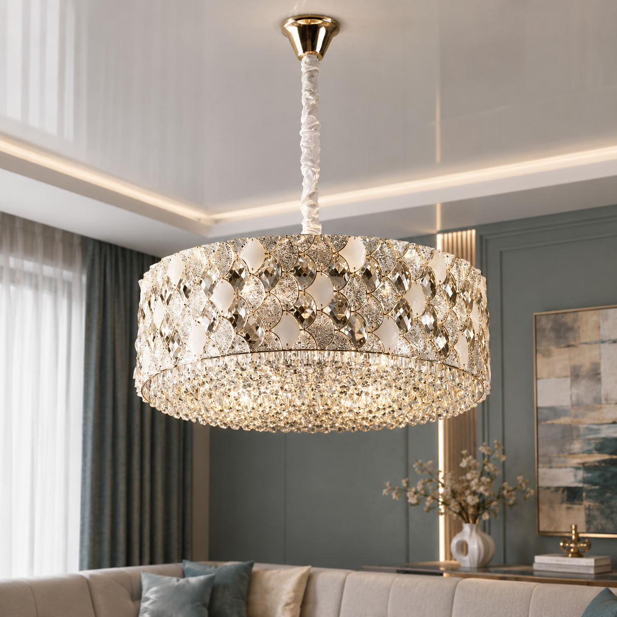 Кришталева люстра Splendid Ray T84/500*H160/9 (SGD) золото, 9 ламп E14 Кришталева люстра Splendid Ray T84/500*H160/9 (SGD) золото, 9 ламп E14