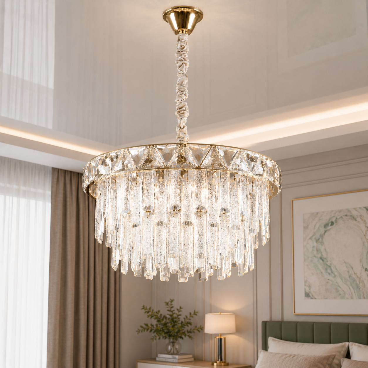 Кришталева люстра Splendid Ray LT69/500*H260/9 (SGD) золото, 9 ламп E14 Кришталева люстра Splendid Ray LT69/500*H260/9 (SGD) золото, 9 ламп E14