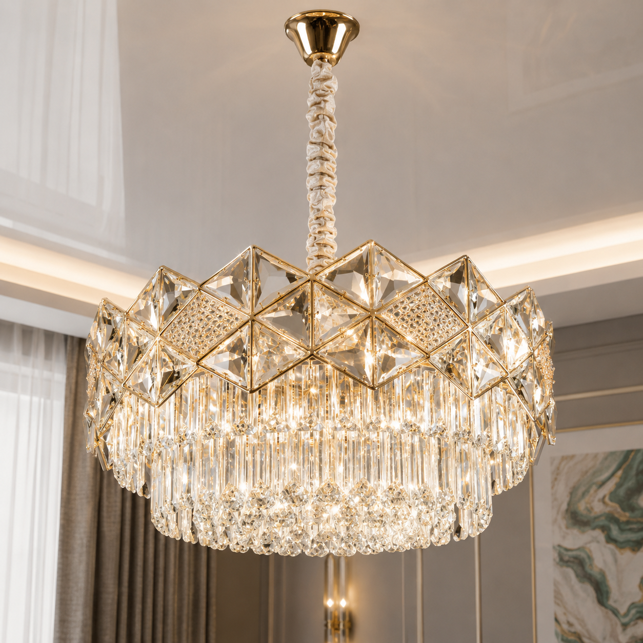 Кришталева люстра Splendid Ray T89/500*H230/9 (SGD) золото, 9 ламп E14