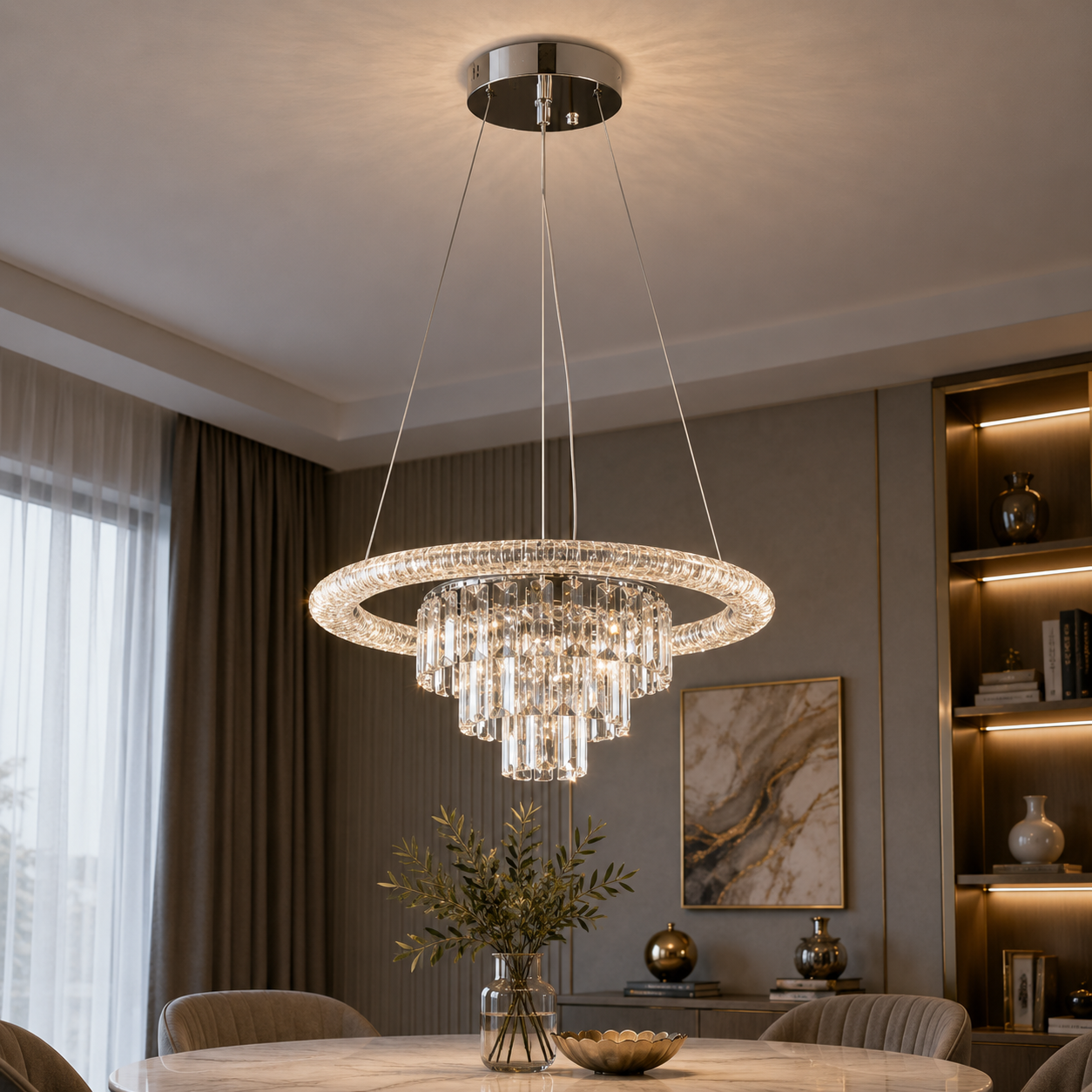 Світлодіодна люстра Splendid Ray LC118/1+1 LED (CH) з кришталем, хром, 40 Вт