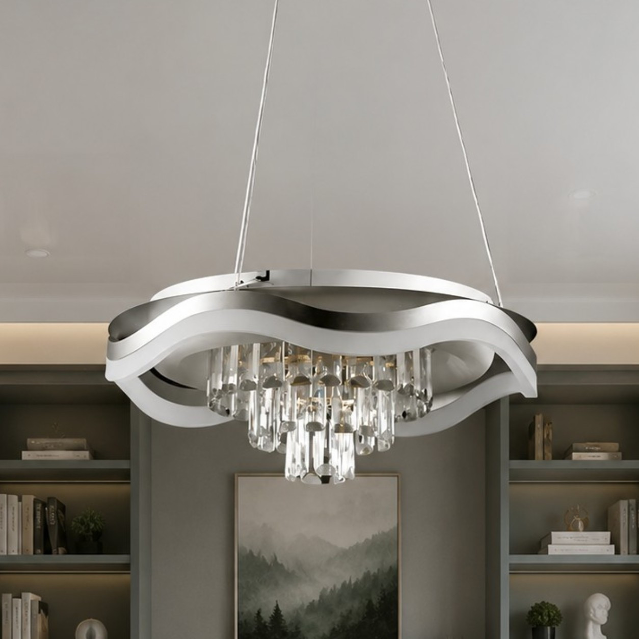 Світлодіодна люстра Splendid Ray C305/1+1 LED (CH) з кришталем, біло-золота, 40 Вт