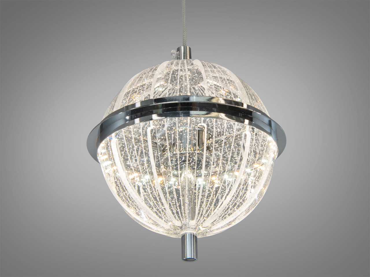 Одинарний LED-підвіс Diasha 5030/1CH сфера хром 14 Вт кришталь Одинарний LED-підвіс Diasha 5030/1CH сфера хром 14 Вт кришталь