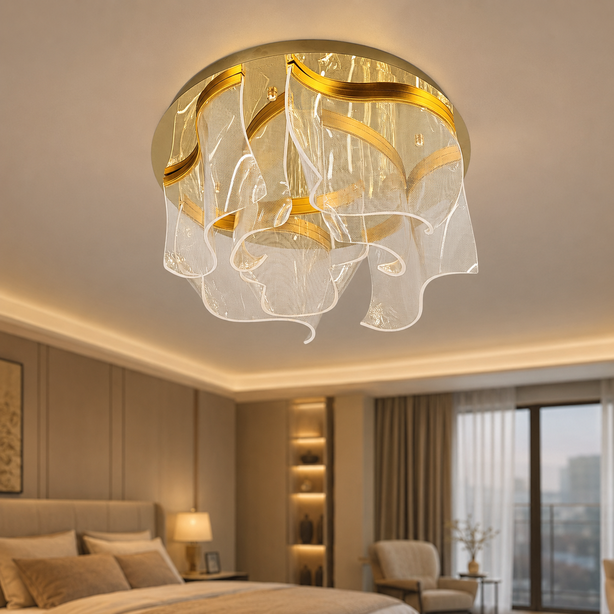 Світлодіодна стельова люстра Artlight 505081-4+3GD, 43 Вт, золото