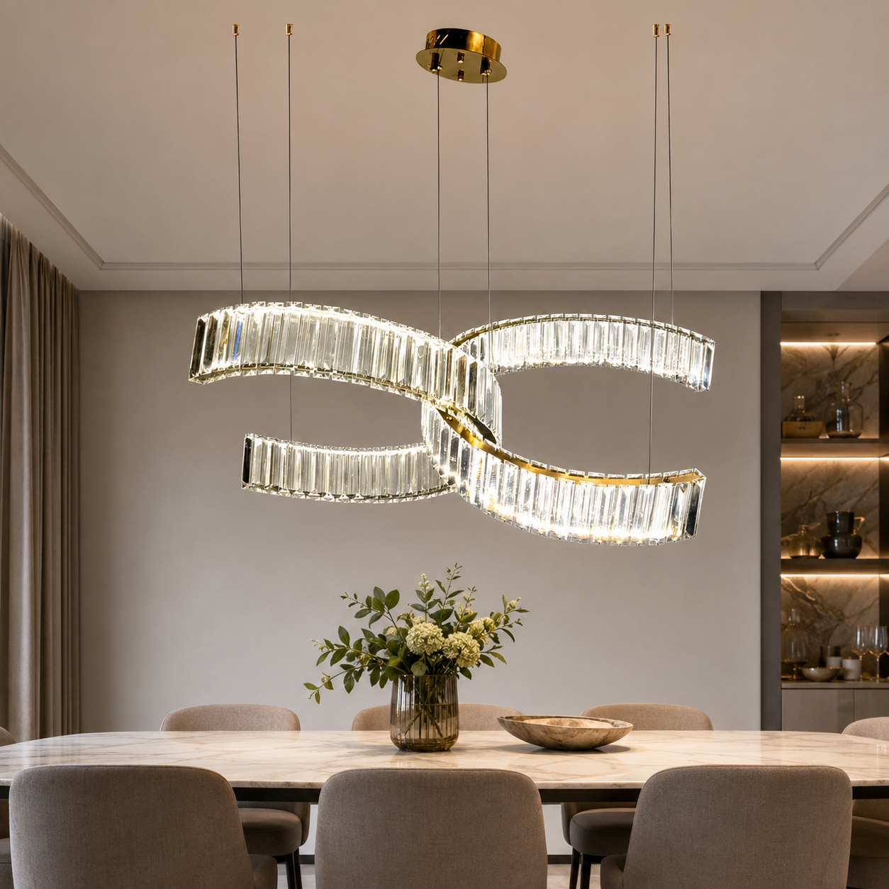 Світлодіодна люстра підвісна Artlight 511186GD з хвилеподібними елементами, золото
