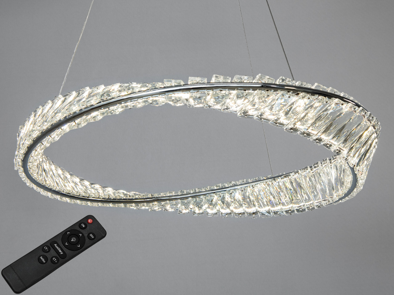 Люстра стельова LED Diasha 548/600CH Crystal 72W, хром, сучасний стиль, висота 115 см, діаметр 60 см