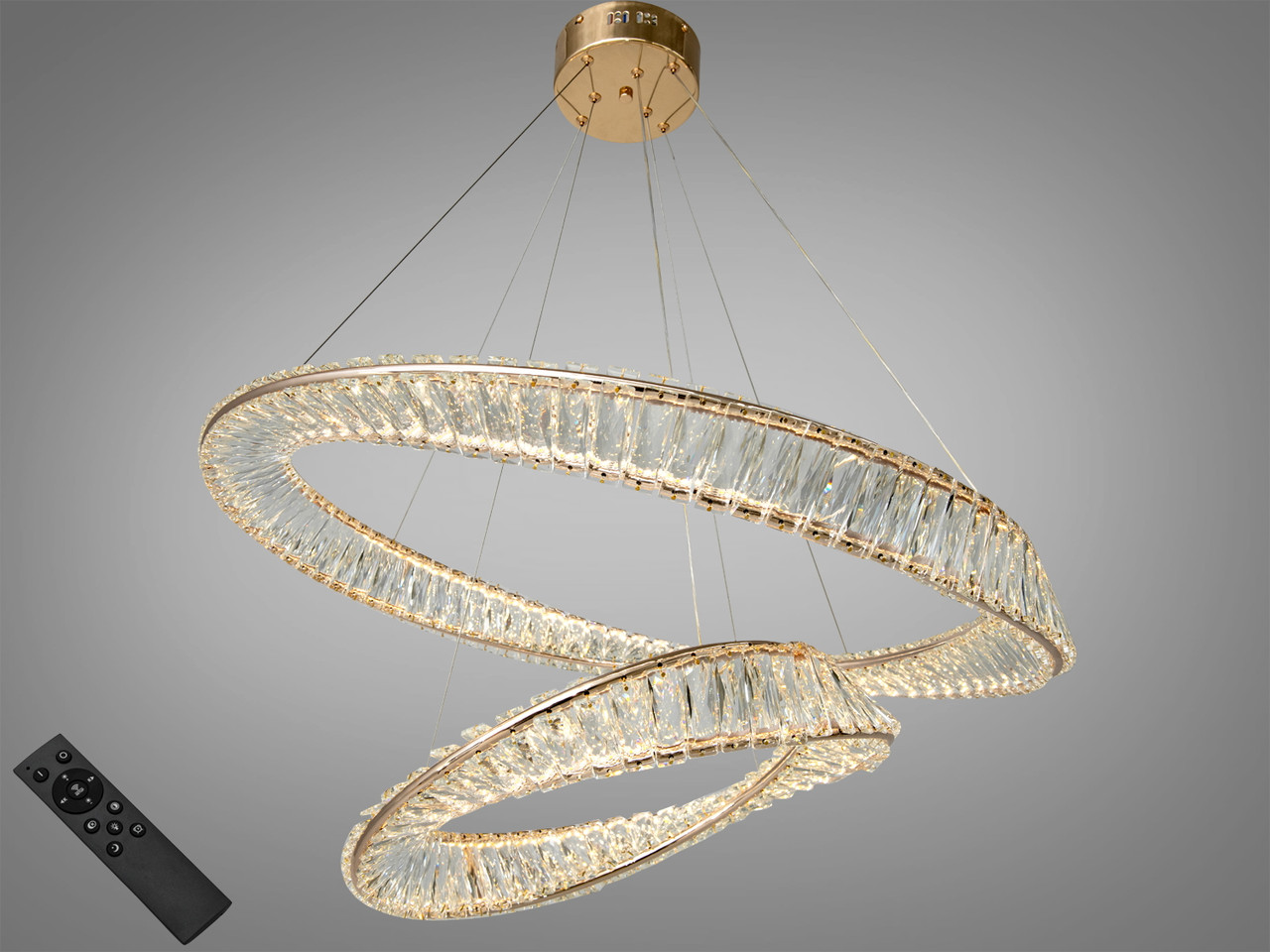 Люстра світлодіодна Diasha 548/800+500G 140W, кришталева, золота, діаметр 80 см, розкішний стиль для дому