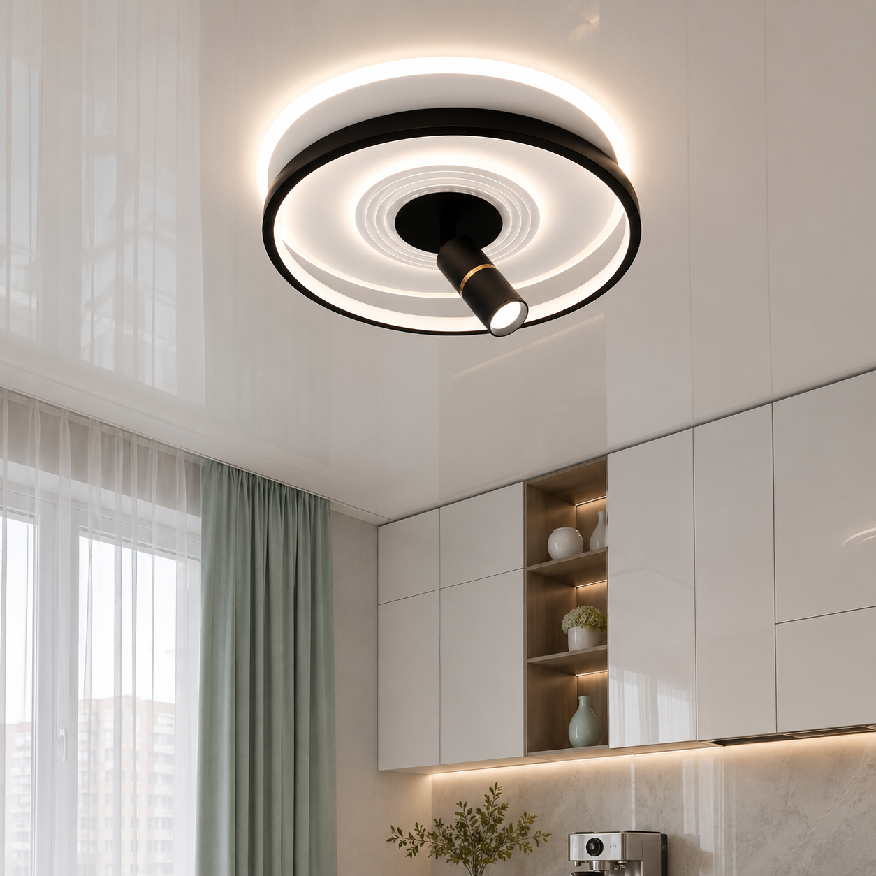 Сучасна LED-люстра Diasha 5531WH+BK dimmer білий + чорний, 64 Вт, з пультом і димером, 47 см Сучасна LED-люстра Diasha 5531WH+BK dimmer білий + чорний, 64 Вт, з пультом і димером, 47 см