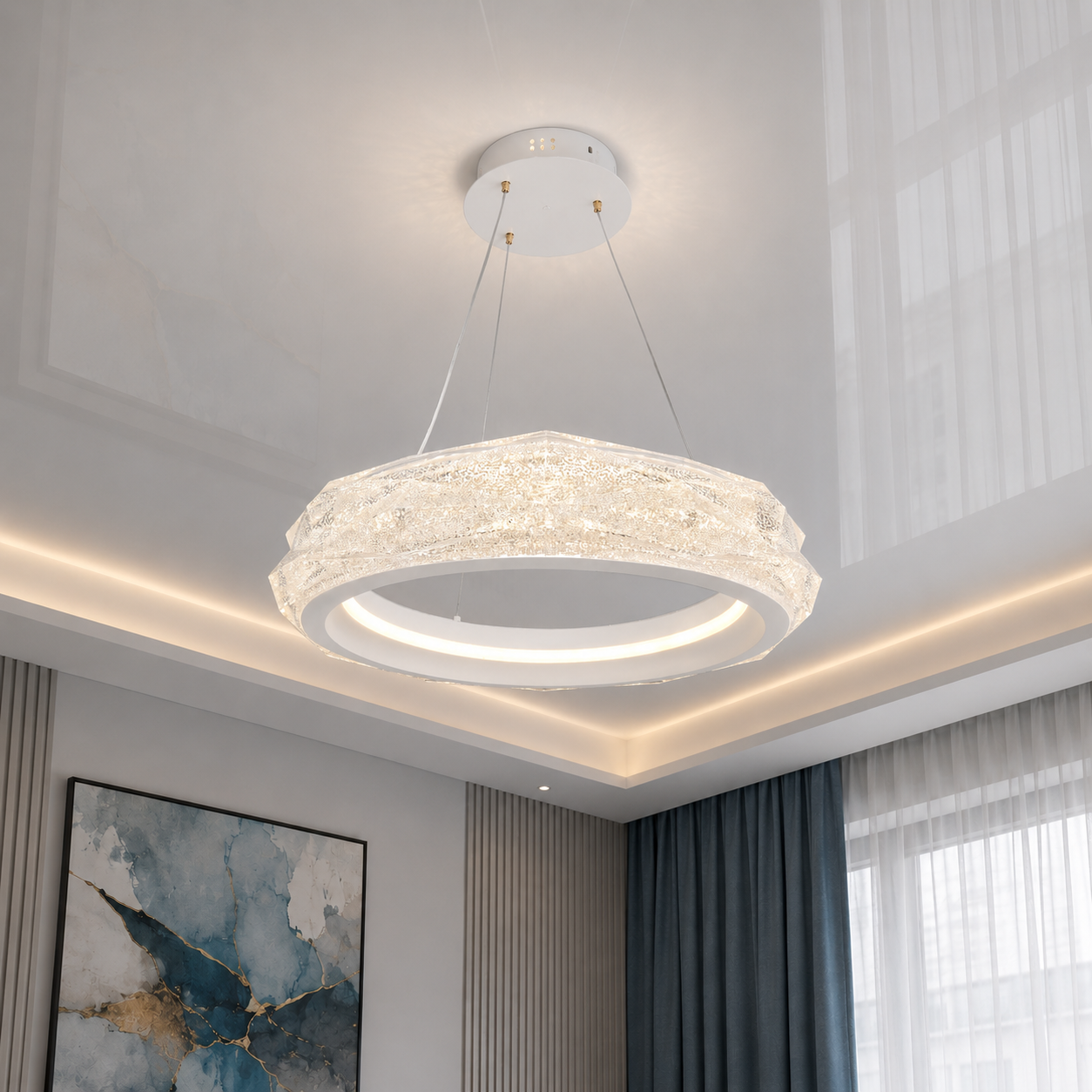 Світлодіодна підвісна люстра Diasha 583-400WH, 52 W, пульт, 40 см, 10-18m2 Світлодіодна підвісна люстра Diasha 583-400WH, 52 W, пульт, 40 см, 10-18m2