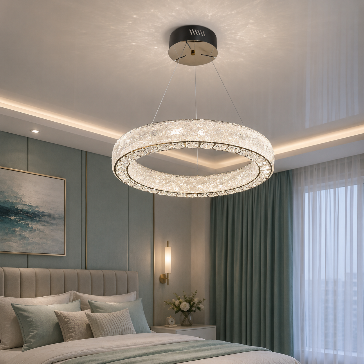 Підвісна LED люстра Diasha 662/500GD каскад золото 58 Вт пульт Підвісна LED люстра Diasha 662/500GD каскад золото 58 Вт пульт