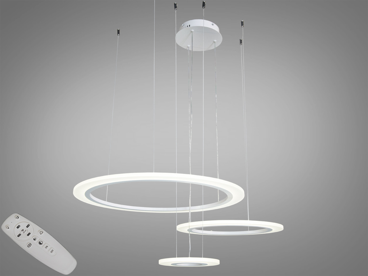 Люстра світлодіодна Diasha 6639/600+400+200WH 6639, 115W, 6325 лм, білий, для великої кімнати, регульована висота Люстра світлодіодна Diasha 6639/600+400+200WH 6639, 115W, 6325 лм, білий, для великої кімнати, регульована висота