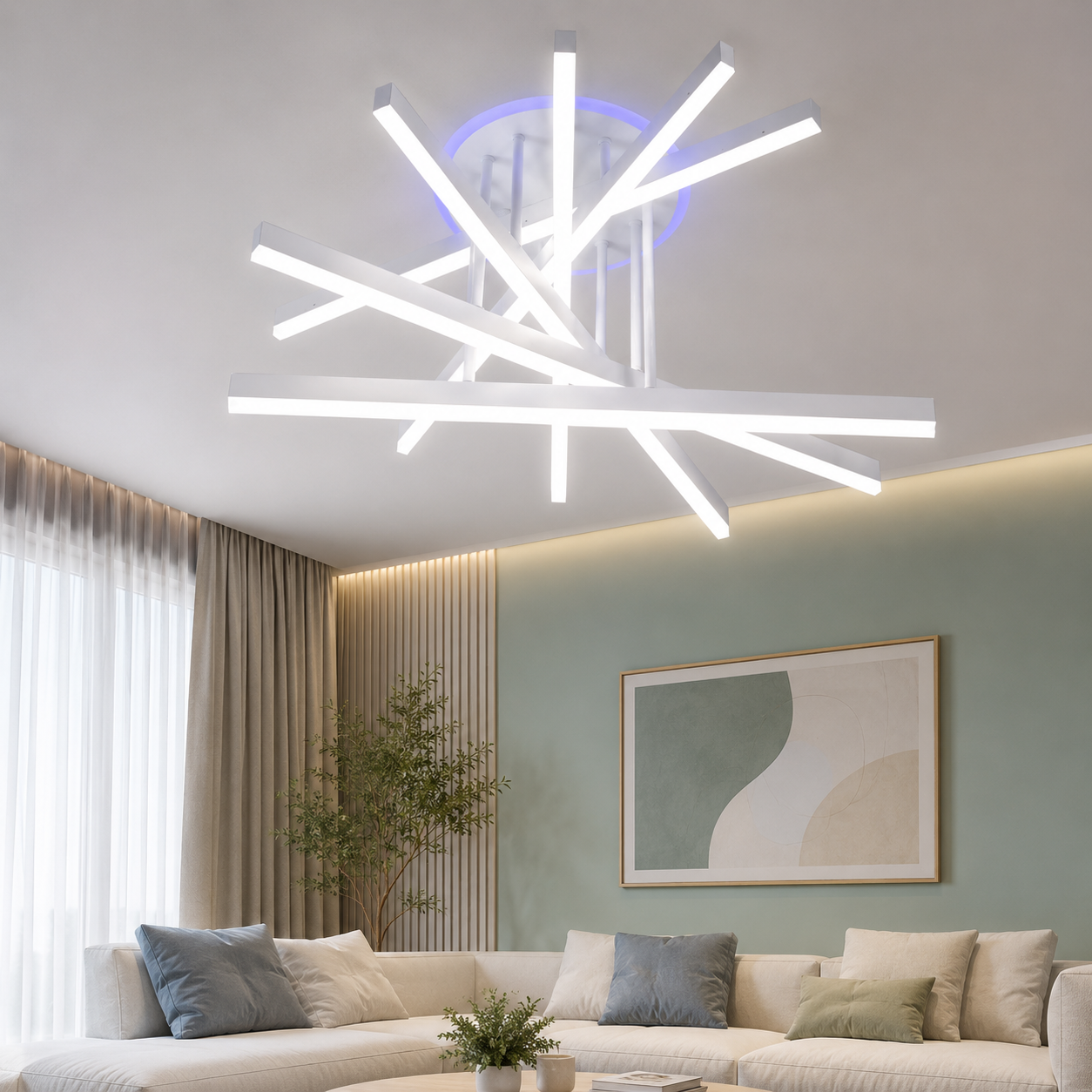 Стельова світлодіодна люстра Diasha 7010WH LED 3color, димер, пульт, 102 W, 65 см, 12-18m2