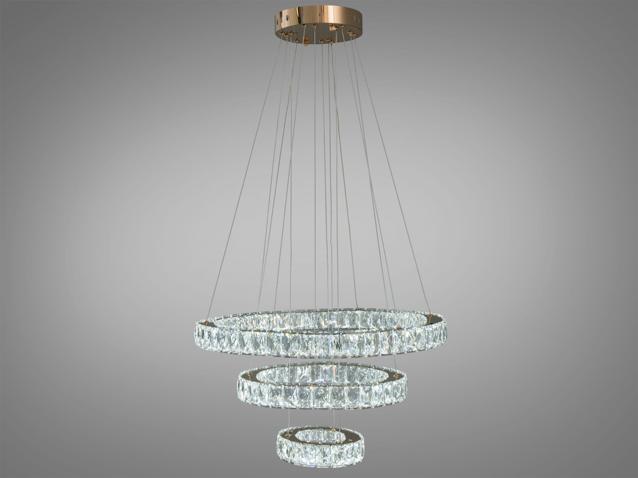 Люстра LED Diasha 7201-8A/580+400+200G кільцева, 66W, золото, регульована висота, пульт ДУ, IP20, сучасний стиль для дому