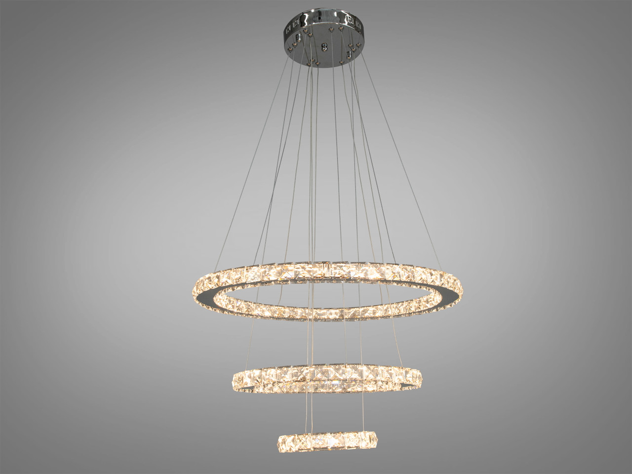 Люстра LED Diasha 7201-8W/580+400+200HR 66W, хром, дизайнерський стиль, регульована висота, пульт ДУ