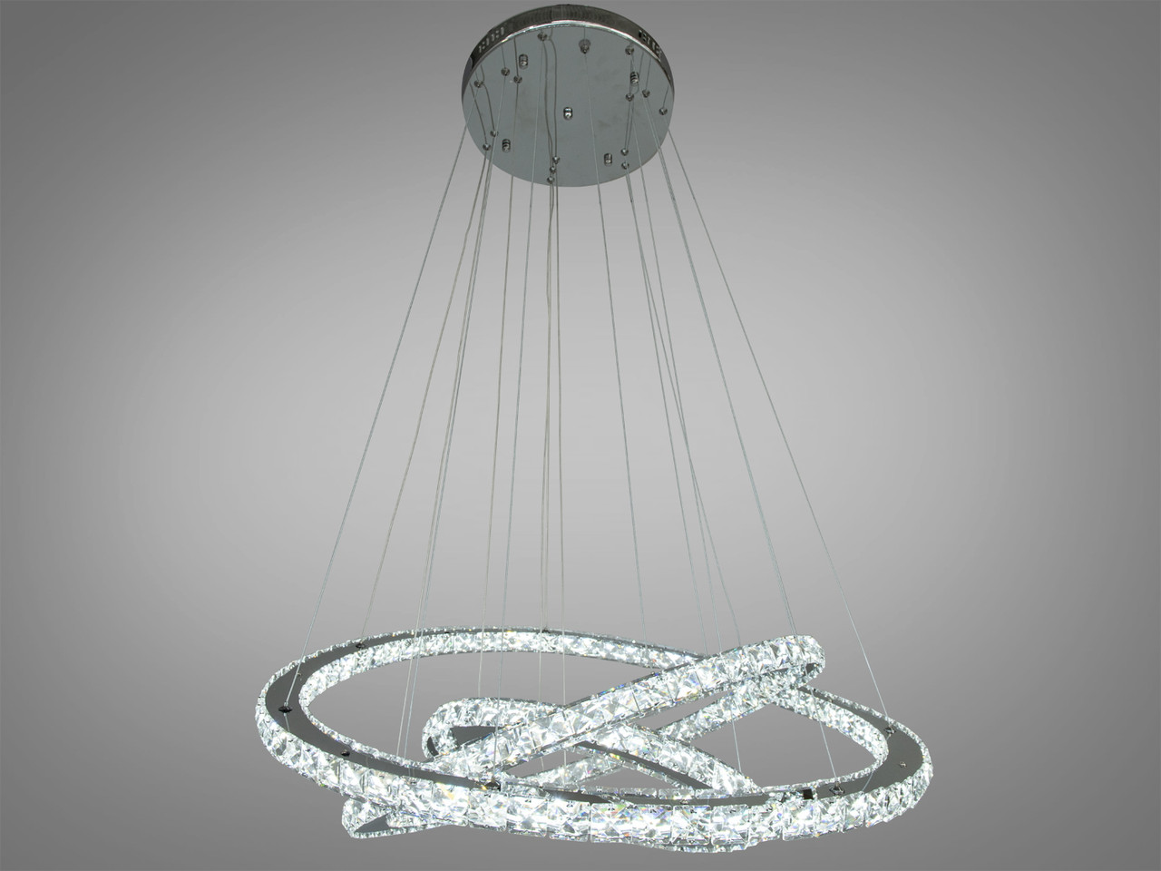 Люстра стельова LED Diasha 7201-9W/750+580+400HR 105W, 75 см, з пультом, IP20, сучасний стиль, дизайнерська кристалічна Люстра стельова LED Diasha 7201-9W/750+580+400HR 105W, 75 см, з пультом, IP20, сучасний стиль, дизайнерська кристалічна