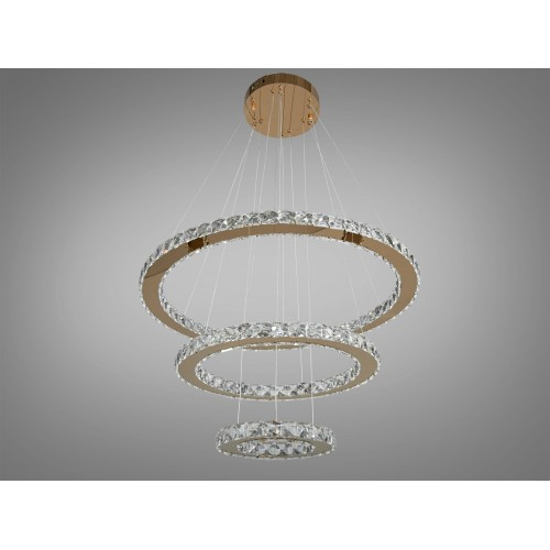 Люстра Linisoln 7201W/650+450+250 хрустальна LED 65см 40см 20см, регульована висота, 70Вт