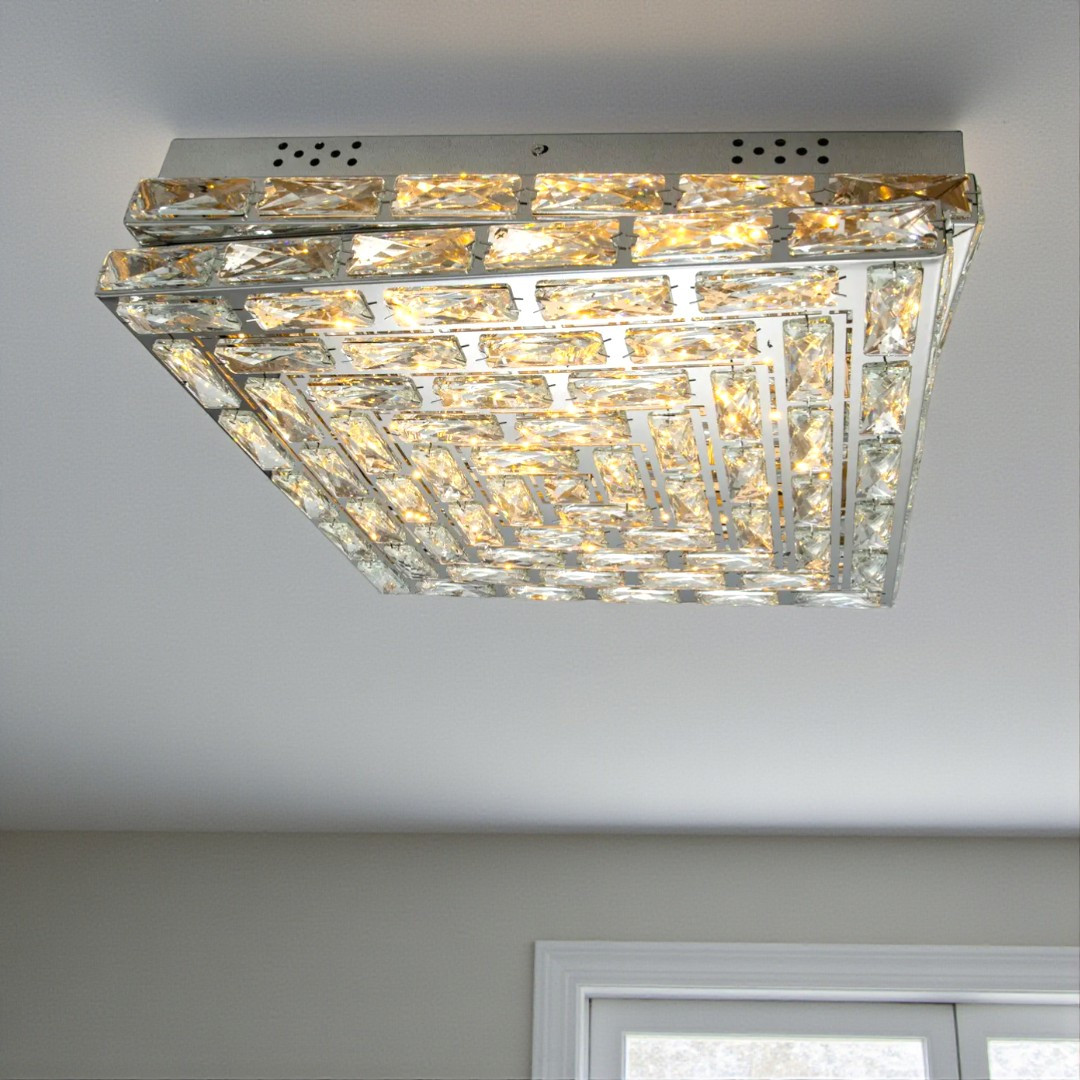 Елегантна кришталева стельова LED-люстра квадратної форми Diasha 7737/500x500CH, 82W, 4510 lm Елегантна кришталева стельова LED-люстра квадратної форми Diasha 7737/500x500CH, 82W, 4510 lm