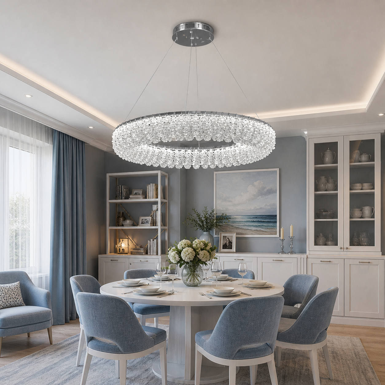 Люстра LED кільце з кришталем Linisoln 7903-500 80W, 50 см, 12-16 м2 Люстра LED кільце з кришталем Linisoln 7903-500 80W, 50 см, 12-16 м2