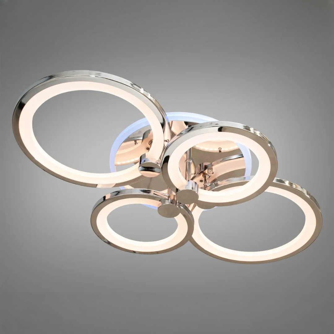 Стельова LED-люстра Diasha 8022/4HR 70W, 3 кільця, 3 кольори світла, Ø40×62 см, диммер, пульт Стельова LED-люстра Diasha 8022/4HR 70W, 3 кільця, 3 кольори світла, Ø40×62 см, диммер, пульт