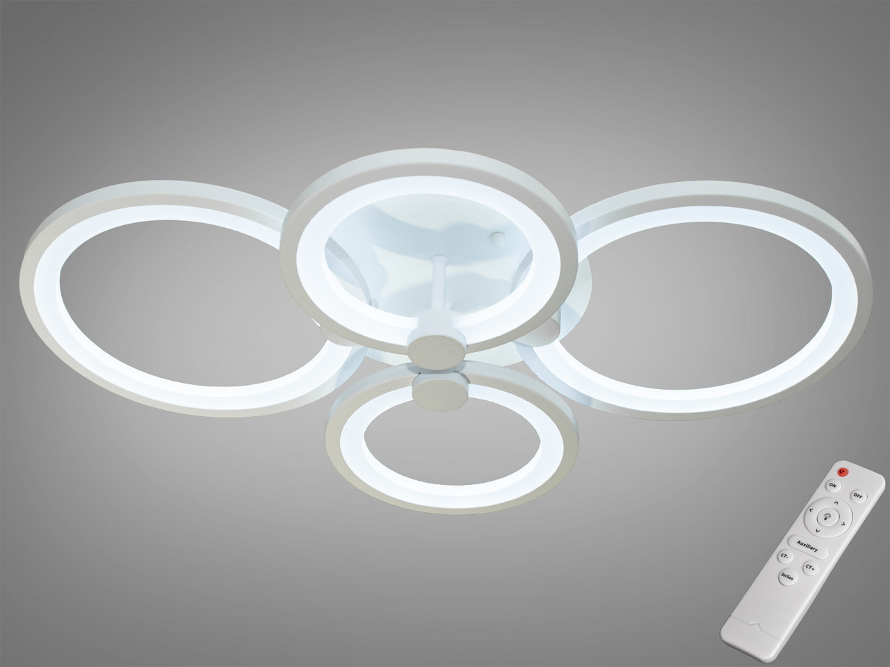 Люстра стельова LED Diasha 8022/4WH, 70W, 3850 лм, білий акрил, сучасний стиль, Ø40 см, IP20, з пультом, димером