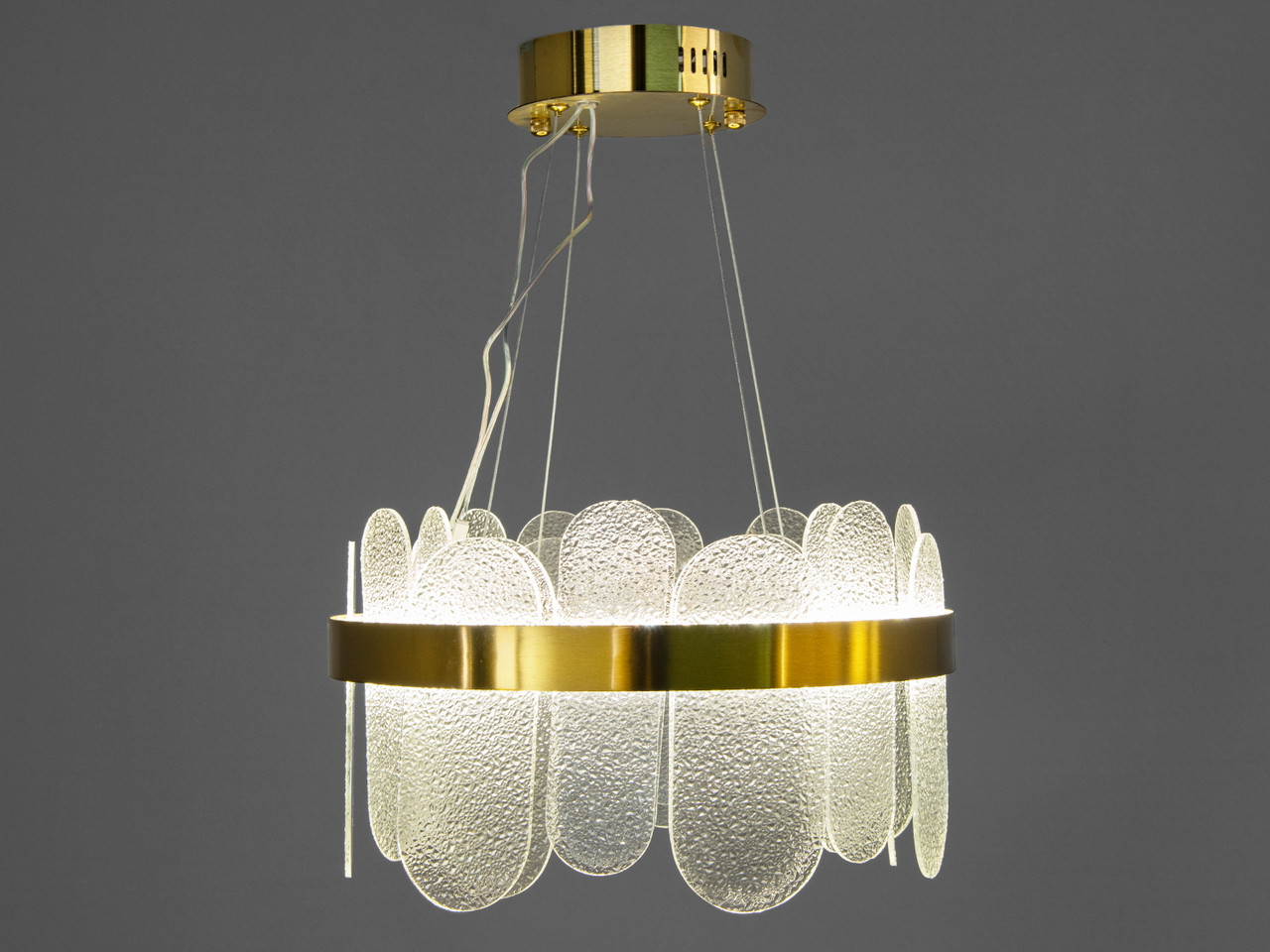 Підвісна люстра Diasha 803/400SGD кругла LED-модель із золотим ободом, потужність 77 Вт, діаметр 38 см Підвісна люстра Diasha 803/400SGD кругла LED-модель із золотим ободом, потужність 77 Вт, діаметр 38 см