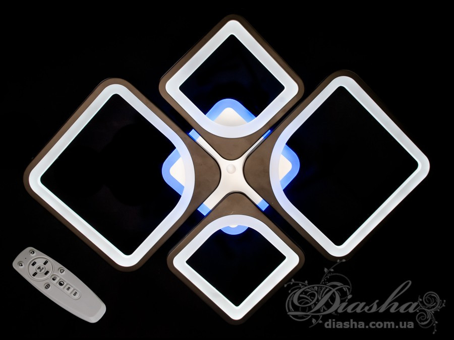 Люстра стельова LED Diasha 8060/2+2BK, 100W, 3200K-6000K, чорний метал, сучасний стиль, пульт дистанційного керування