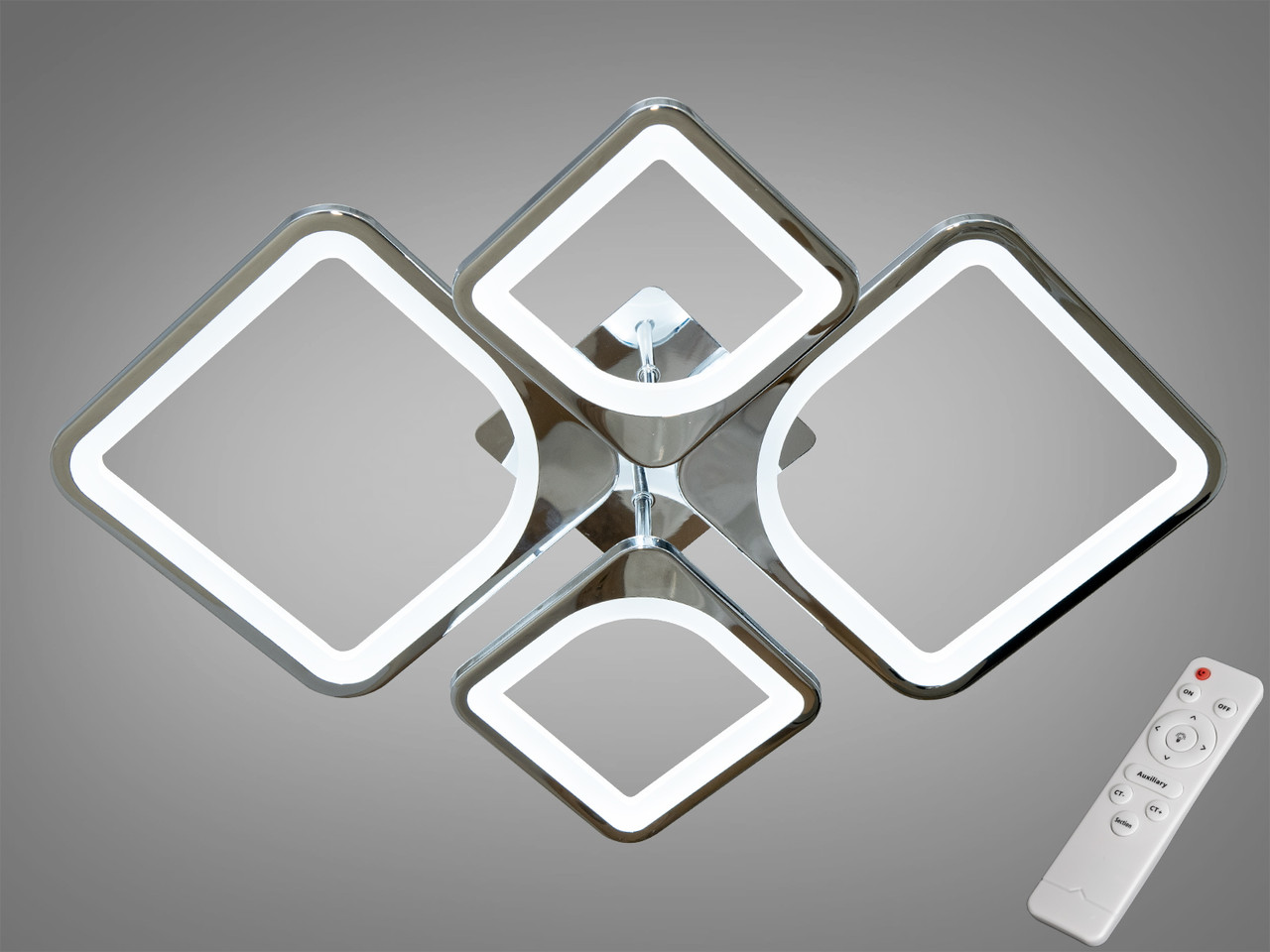 Люстра стельова LED Diasha 8060/2+2HR, 80W, 3960 лм, хром, сучасний стиль з пультом та димером