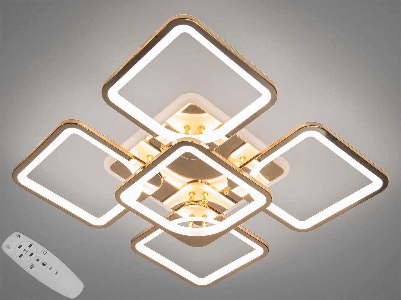 Люстра стельова LED Diasha 8060/4+1G, 150W, 6500K, золото, сучасний стиль з пультом та диммером