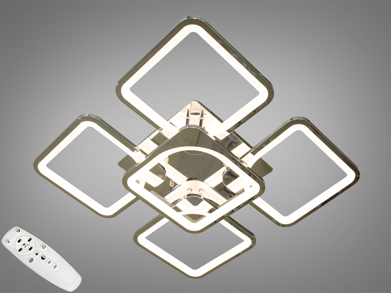 Люстра стельова LED Diasha 8060/4+1HR 115W, 6325 лм, хром, сучасний стиль для вітальні, спальні, коридору