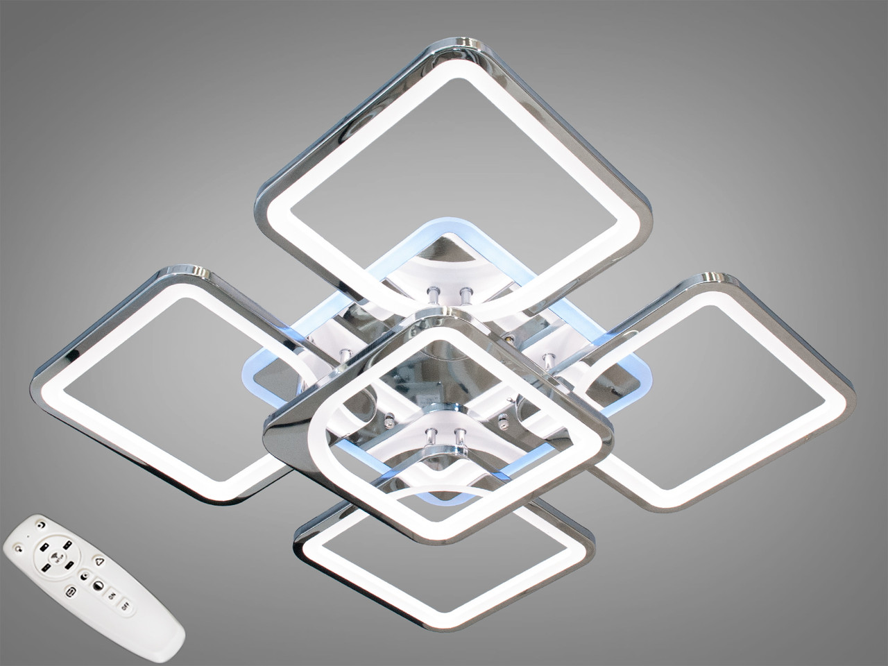 Люстра стельова LED Diasha 8060/4+1HR, 150W, 4100K, сріблястий метал, сучасний стиль для вітальні Люстра стельова LED Diasha 8060/4+1HR, 150W, 4100K, сріблястий метал, сучасний стиль для вітальні
