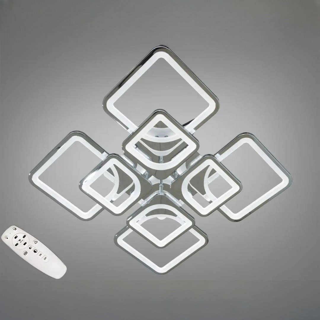 Стельова LED-люстра Diasha 8060/4+4HR 110W, Ø60×14 см, 3 кольори світла, диммер, пульт Стельова LED-люстра Diasha 8060/4+4HR 110W, Ø60×14 см, 3 кольори світла, диммер, пульт