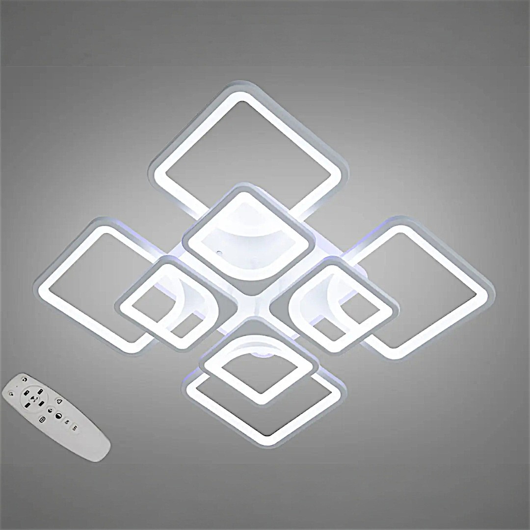 Стельова LED-люстра Diasha 8060/4+4WH 165W, Ø60×14 см, 3 кольори світла, диммер, пульт Стельова LED-люстра Diasha 8060/4+4WH 165W, Ø60×14 см, 3 кольори світла, диммер, пульт