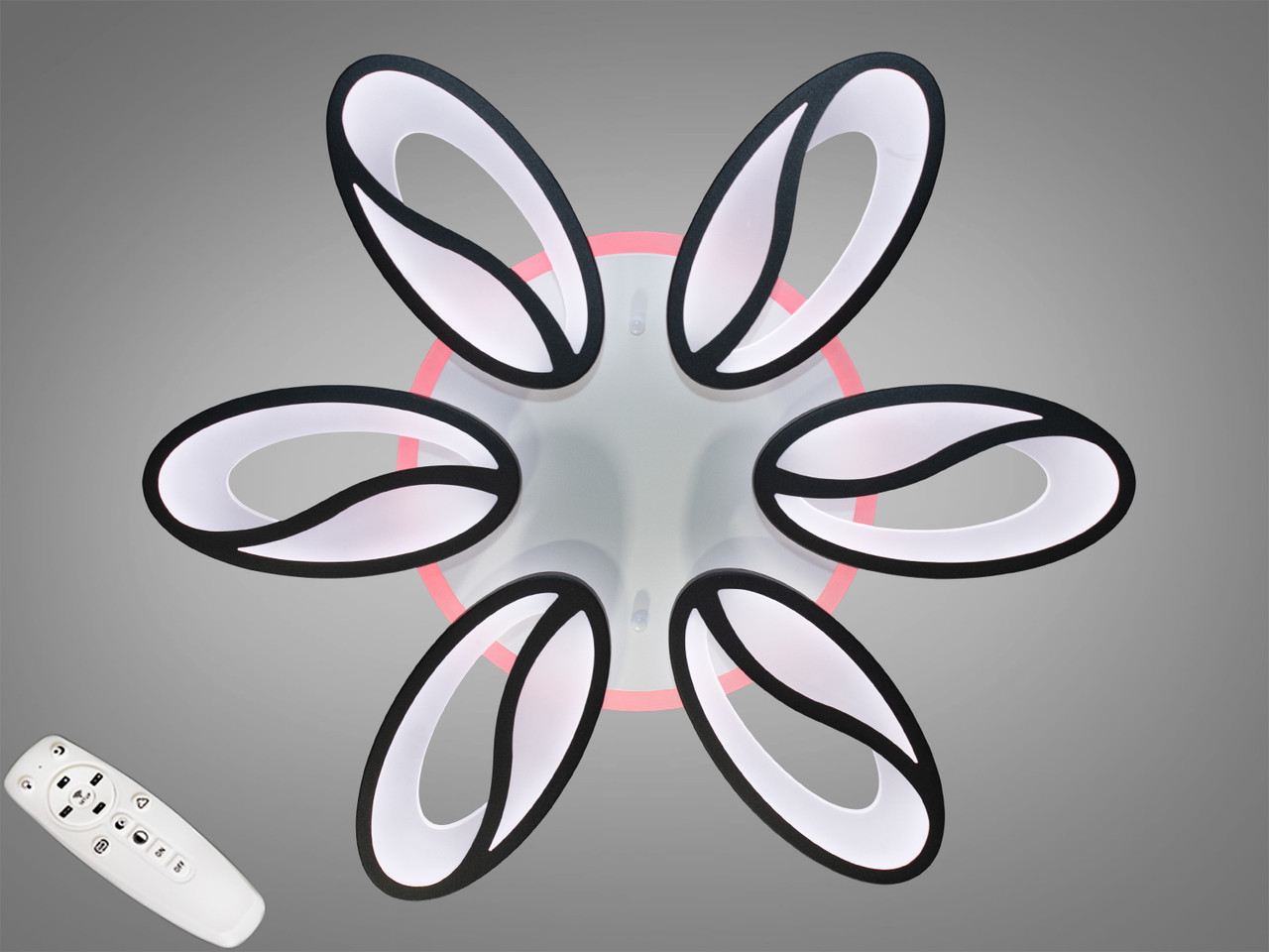 Люстра стельова LED Diasha 8090/6BK, 105W, 4100K, чорний метал, сучасний стиль, диммер, для дому Люстра стельова LED Diasha 8090/6BK, 105W, 4100K, чорний метал, сучасний стиль, диммер, для дому