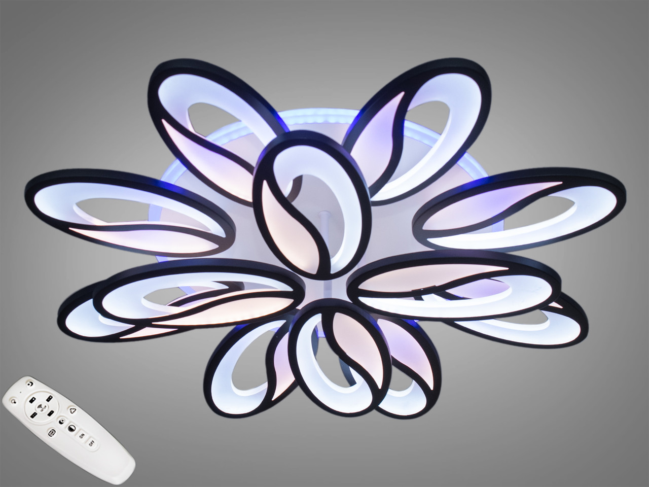 Люстра стельова LED Diasha 8090/8+4BK, 190W, 4100K, чорний метал, сучасний стиль для дому