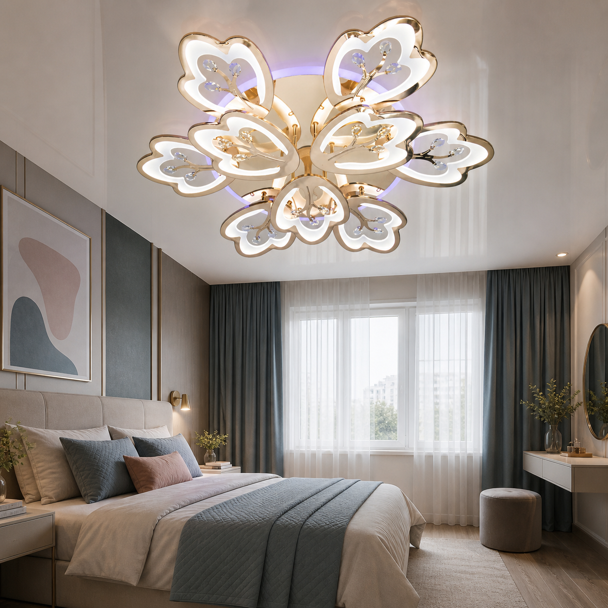 Стельова LED люстра Diasha 8148/6+3G золото, 9 модулів, 185 Вт, 80 см, 16-25m2 Стельова LED люстра Diasha 8148/6+3G золото, 9 модулів, 185 Вт, 80 см, 16-25m2