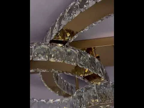 Відеоогляд товару: Люстра кільця LED Linisoln 7708-3D GD метал/скло золотий, 3 лампи