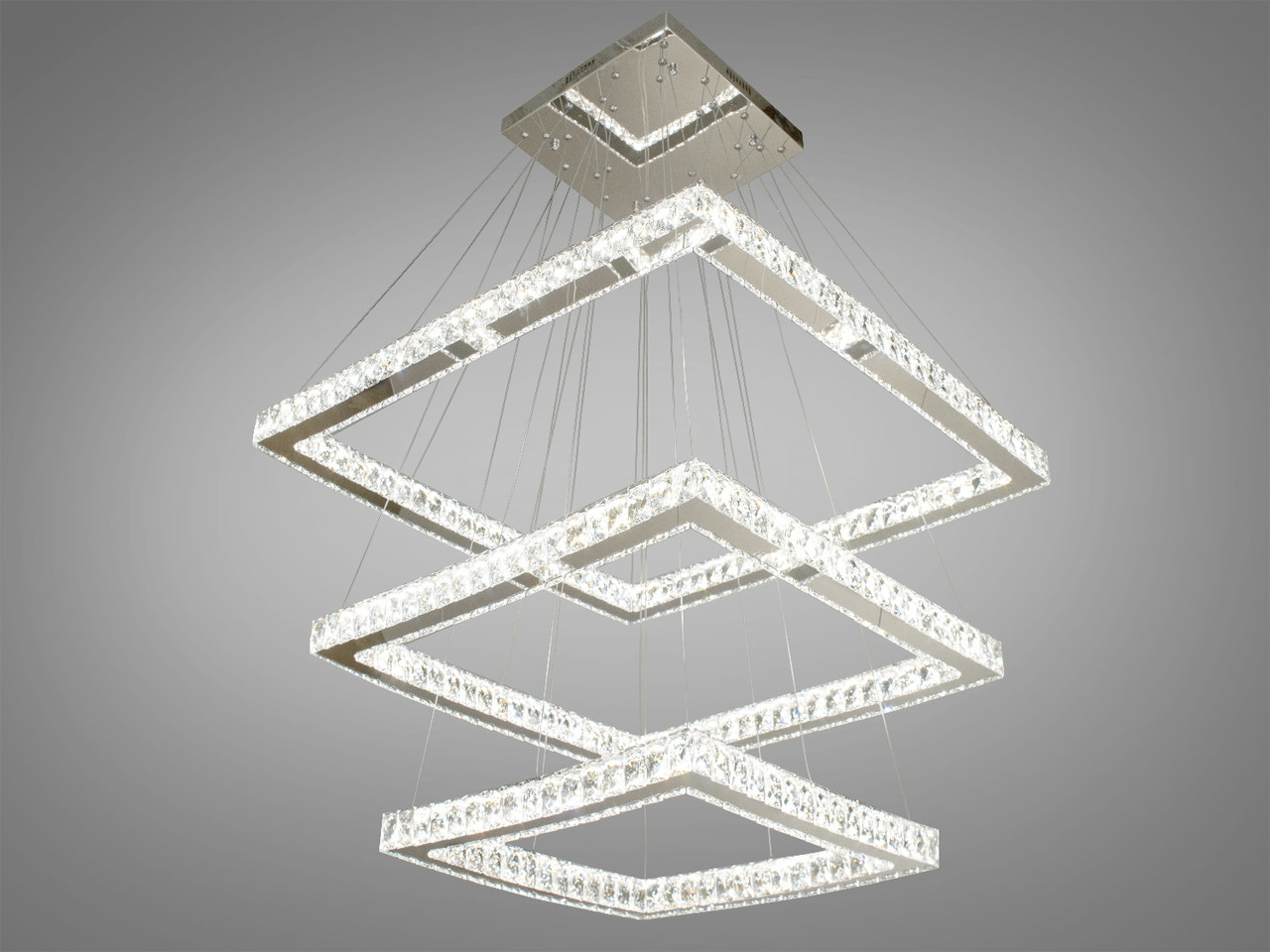 Світильник підвісний LED Diasha 8787-3A/810+650+490 165W, хром, сучасний стиль, регульована висота, пульт ДУ Світильник підвісний LED Diasha 8787-3A/810+650+490 165W, хром, сучасний стиль, регульована висота, пульт ДУ