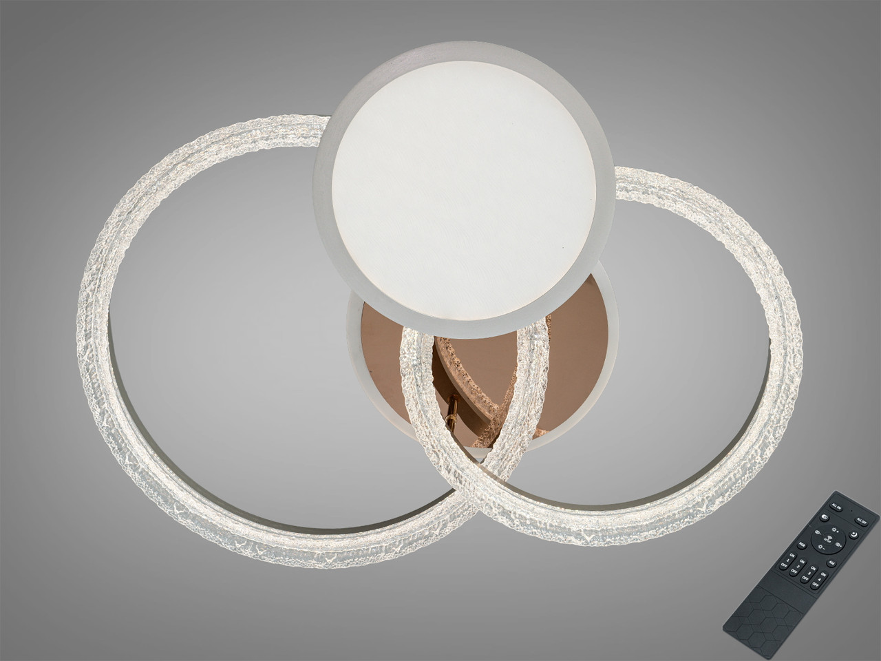 Стельова LED люстра Diasha 8819/500+400+300 золото 95W пульт 3 кільця 3 режими