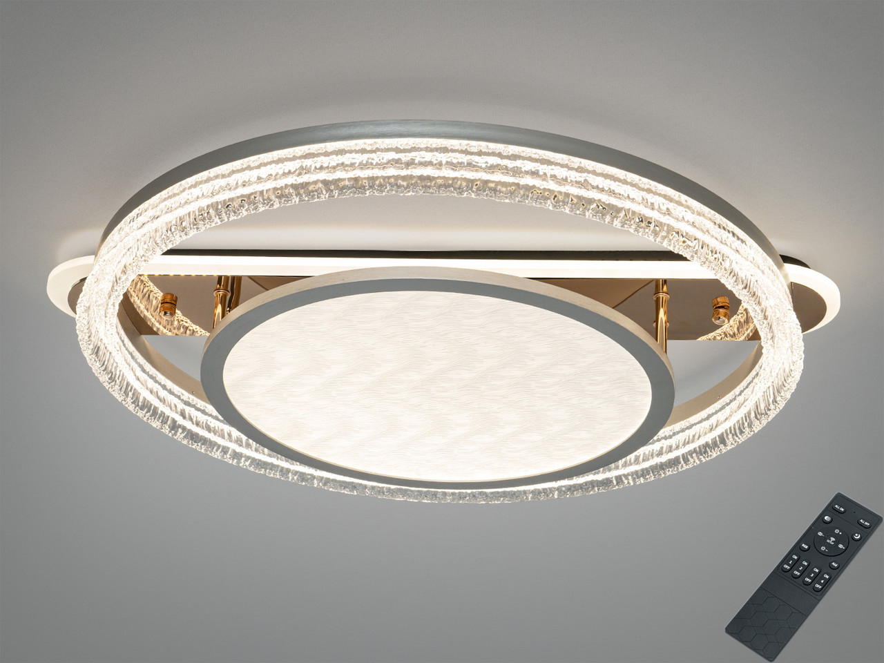 Стельова LED люстра Diasha 8819/600+400 золото 100W пульт Стельова LED люстра Diasha 8819/600+400 золото 100W пульт
