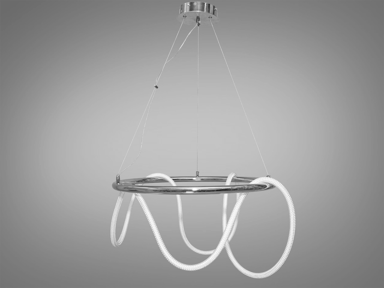 Стельова люстра LED Diasha 9752-D600CH Мотузка, 32W, срібляста, регульована висота, для коридору та вітальні
