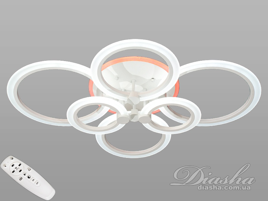 Люстра стельова LED Diasha A8022/6WH, 105W, 3200K-6500K, білий метал, сучасний стиль для дому Люстра стельова LED Diasha A8022/6WH, 105W, 3200K-6500K, білий метал, сучасний стиль для дому