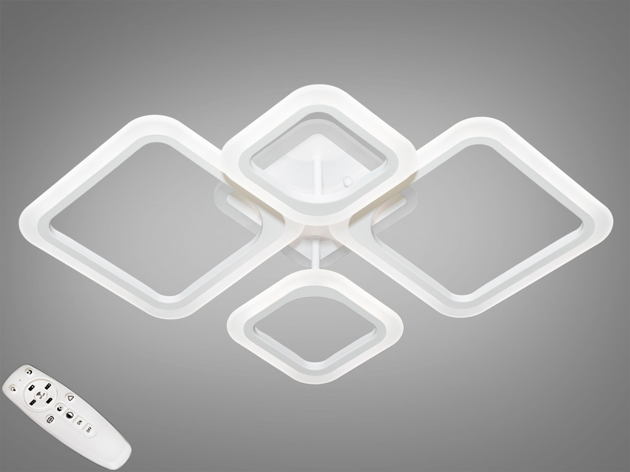 Люстра стельова LED Diasha A8060/2+2WH, 80W, 3200-6500K, білий метал, сучасний стиль для дому Люстра стельова LED Diasha A8060/2+2WH, 80W, 3200-6500K, білий метал, сучасний стиль для дому