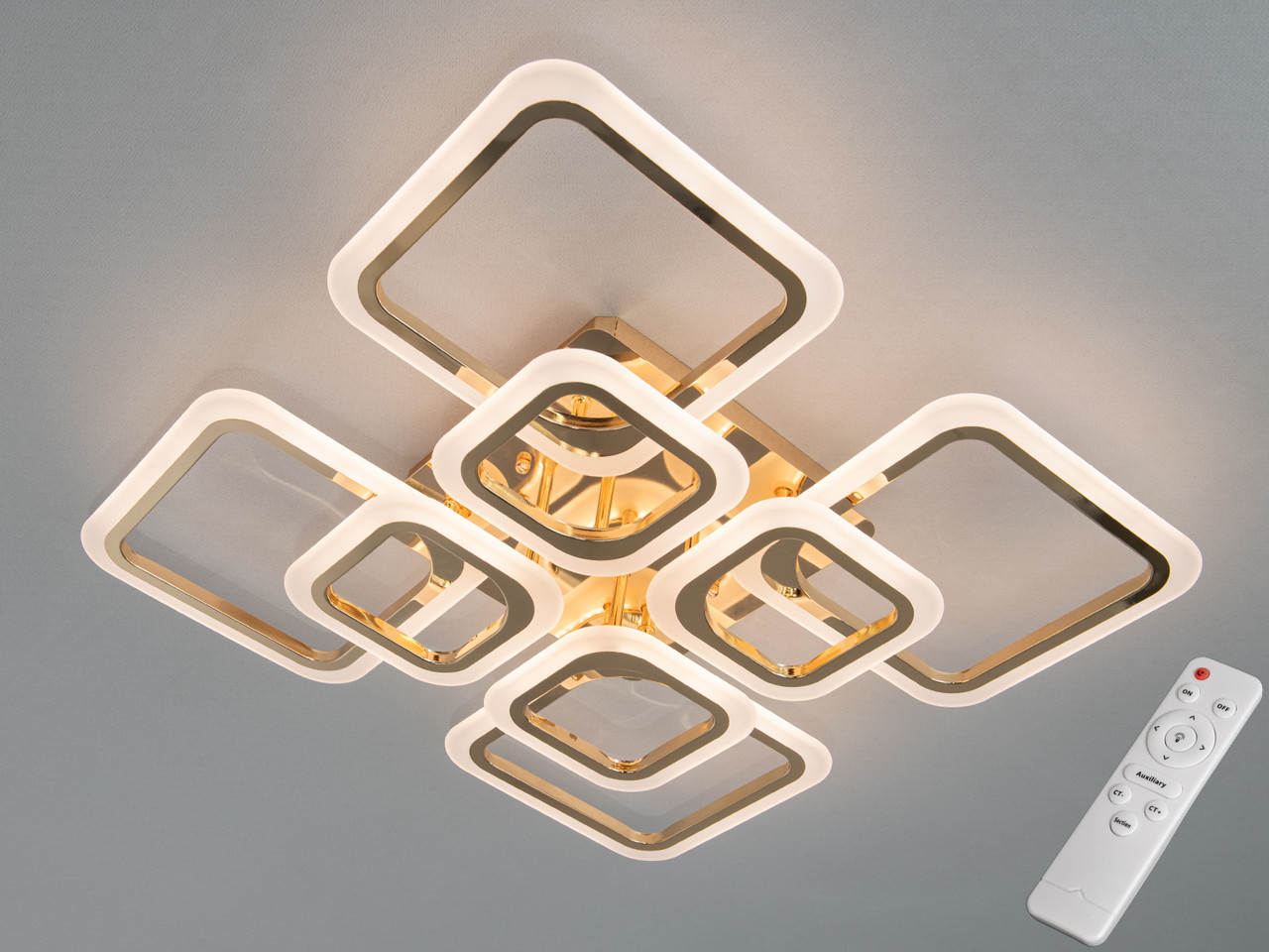 Люстра стельова LED Diasha A8060/4+4G 110W, золото, 59 см, димер, для дому та офісу Люстра стельова LED Diasha A8060/4+4G 110W, золото, 59 см, димер, для дому та офісу