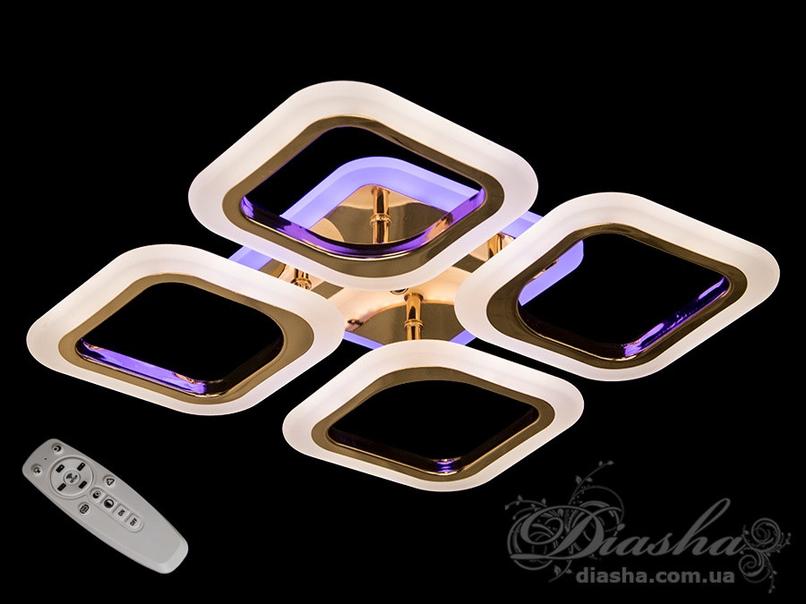 Люстра стельова LED Diasha AS8060/4G, 50W, 3200K-6500K, золото, сучасний стиль з пультом та диммером Люстра стельова LED Diasha AS8060/4G, 50W, 3200K-6500K, золото, сучасний стиль з пультом та диммером