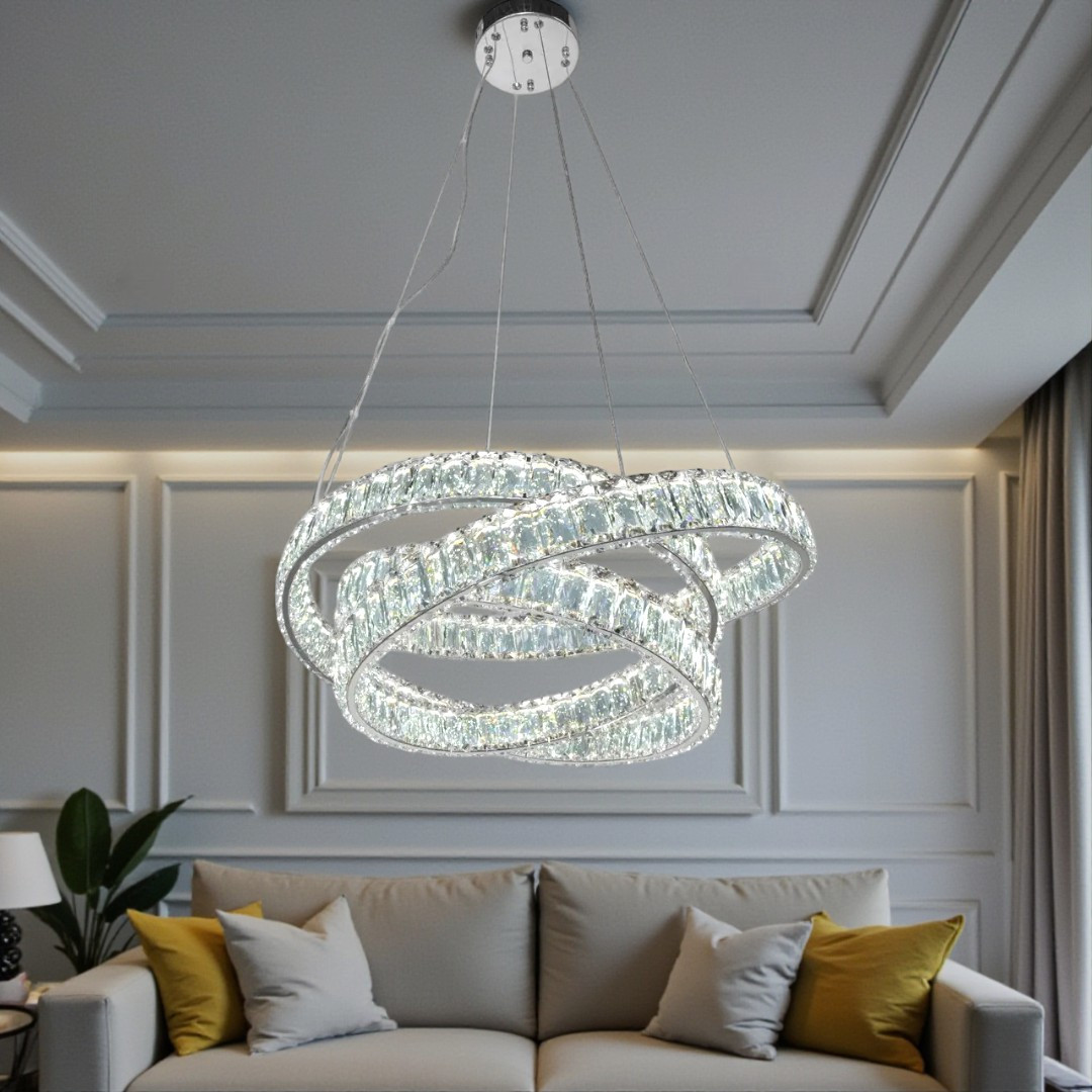 Підвісна LED-люстра Diasha D8875/600CH, кришталева подвійна спіраль Ø 60 см, хром, 92 W, пульт ДК Підвісна LED-люстра Diasha D8875/600CH, кришталева подвійна спіраль Ø 60 см, хром, 92 W, пульт ДК
